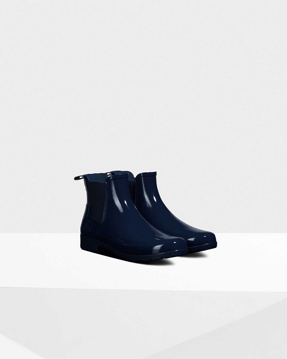 Women Hunter Refined Gloss Slim Fit | Chelsea Boots Navy | NZ-79028-MNFJ